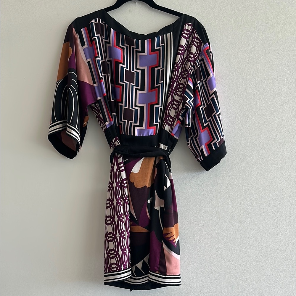Trina Turk Geometric Patterned Dress in Purple and Black